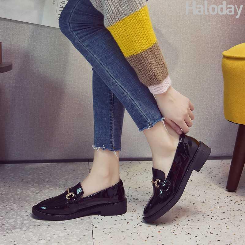Size Lớn 32-45 Giày Nữ Da Nhỏ Thời Trang Retro Nhật Bản jk Loafers Công Sở Thoải Mái