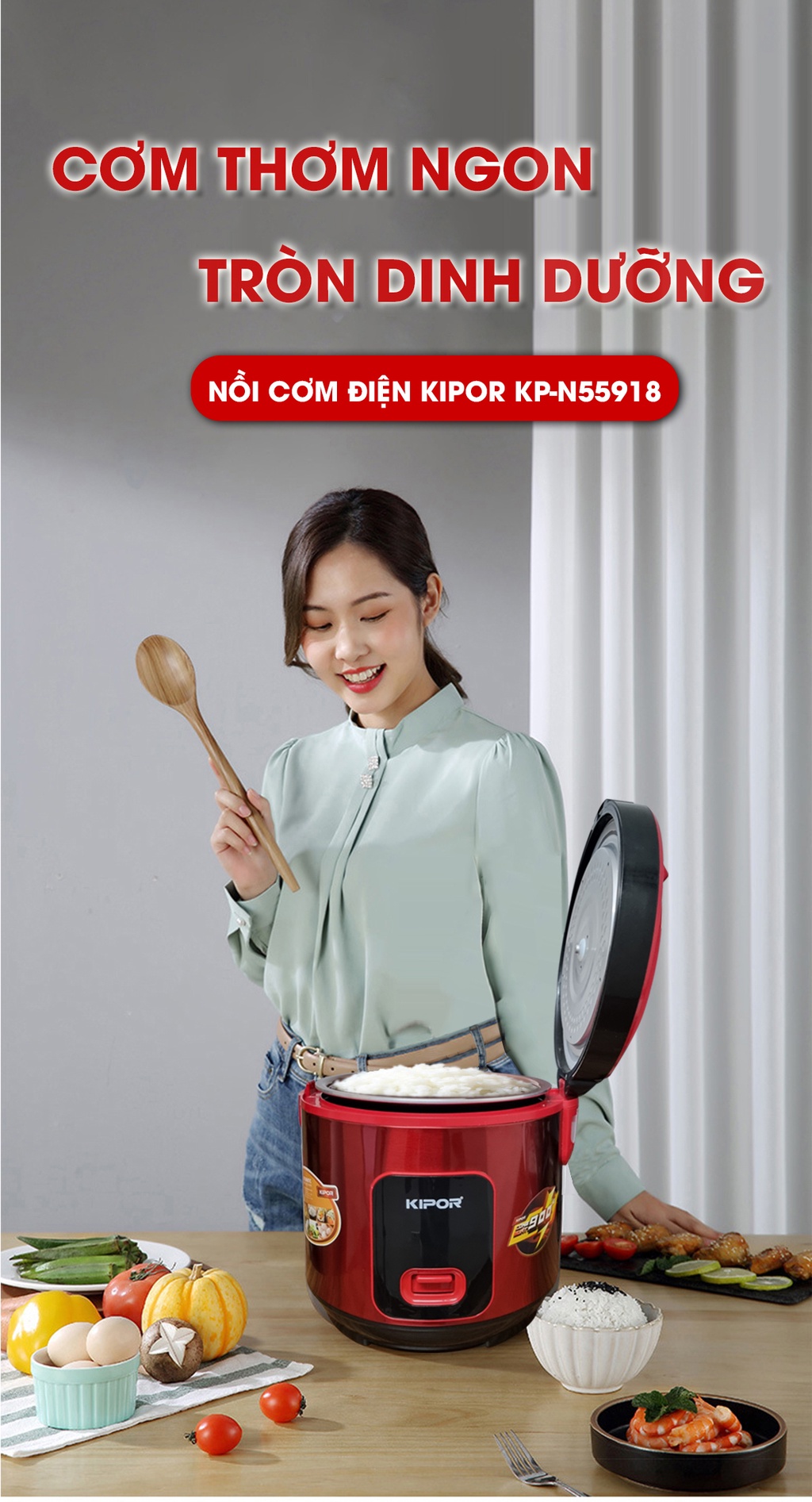 Nồi cơm điện KIPOR KP-N55918 1.8L