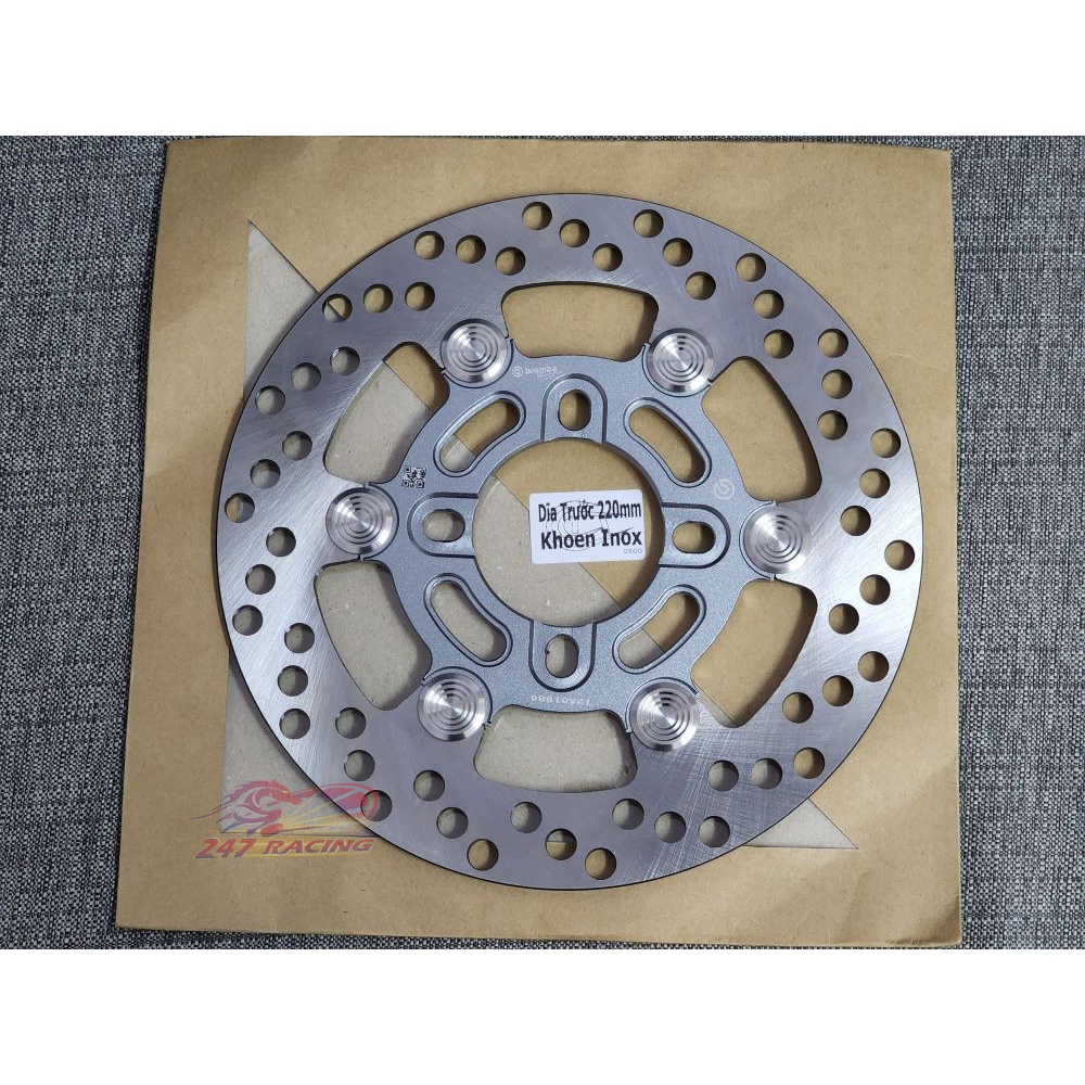 Đĩa thắng kiểng Moto 3 khâu Inox 220 gắn Wave ex135 Sirius....