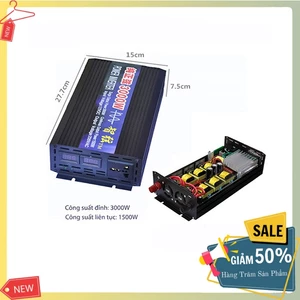 Bộ chuyển đổi điện 220v Sin chuẩn 3000W điện áp ổn định, quạt làm mát cảm biến nhiệt