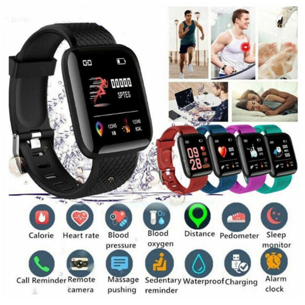 Vòng đeo tay thông minh 116 PLUS có Bluetooth theo dõi nhịp tim giấc ngủ chống thấm nước