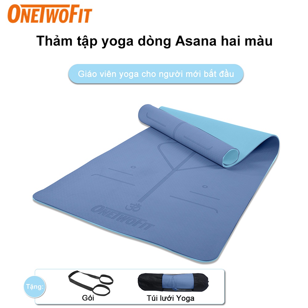 OneTwoFit thảm tập yoga chống trượt chính hãng Thảm Yoga Tập Gym Định Tuyến 2 lớp 6mm , gấp gọn, du lịch tiện lợi