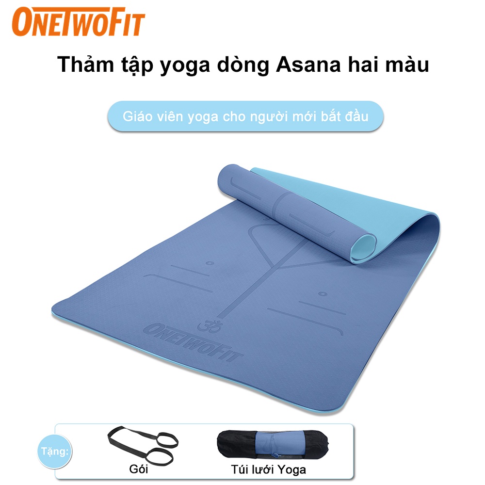 Ảnh OneTwoFit thảm tập yoga chống trượt chính hãng Thảm Yoga Tập Gym Định Tuyến 2 lớp du lịch tiện lợi 1
