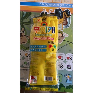 Bịch 10 đôi găng tay cao su Đông Cầu Vồng dài 26cm size M-S, găng tay rửa chén, rửa bát