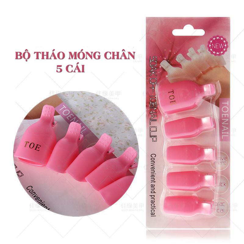 Kẹp ủ tháo gel móng chân - Bộ 5 kẹp nhựa bền chắc chuyên dụng cho dân làm móng