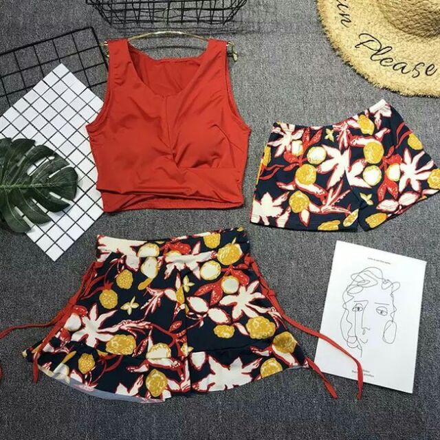 (XẢ LỖ )Bikini 3 mảnh váy tết dây xinh xắn cho bạn gái đi biển mã 2077