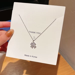 Vòng cổ Mạ Bạc Mặt Hoa Đính Đá Zircon Đơn Giản