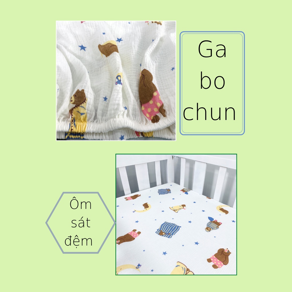 Mô tả Ga Cũi Cho Bé GOLDCAT Chất Liệu Muslin 100% Cotton Cao Cấp Mềm Mát, Viền Chun Ôm Đệm, Kích Thước Đa Dạng - 3
