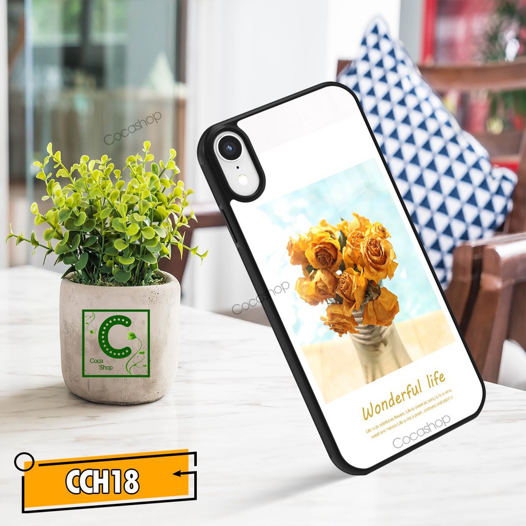 Ốp iPhone mặt kính cường lực - Hoa tình yêu ấm áp thủy chung - 6/6plus/6s/6splus/7/7plus/8/8plus/x/.....