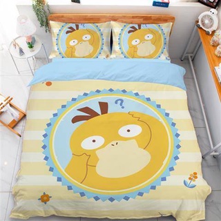 G13 Pokemon Snorlax Psyduck Ba Tư 3in1 Bộ Chăn Ga Gối Chăn Gối Phòng Ngủ Thoải Mái Nhà Phù Hợp Với G1