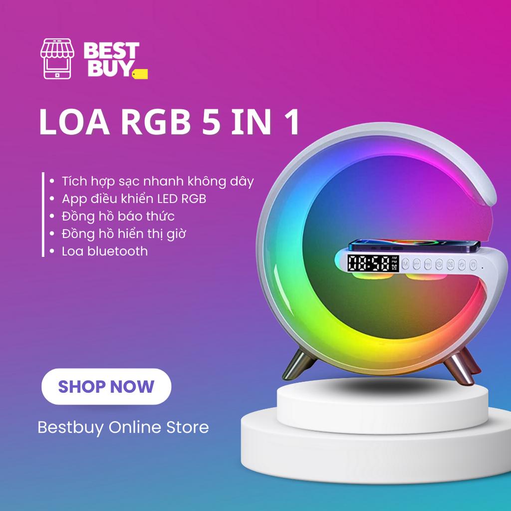Loa Bluetooth Led RGB Kiêm Sạc Không Dây, Đồng Hồ, Đèn Ngủ, Có App điều ...
