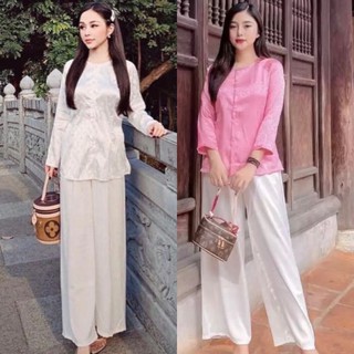 Bà Ba Gấm Cao Cấp # QuầnTrắng Nữ Jacket Top Kem Dress Women