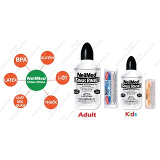 Bình (Bộ Dụng Cụ) Rửa Mũi NeilMed Sinus Rinse Kit 60 Sachets (1 bình + 60 gói muối)