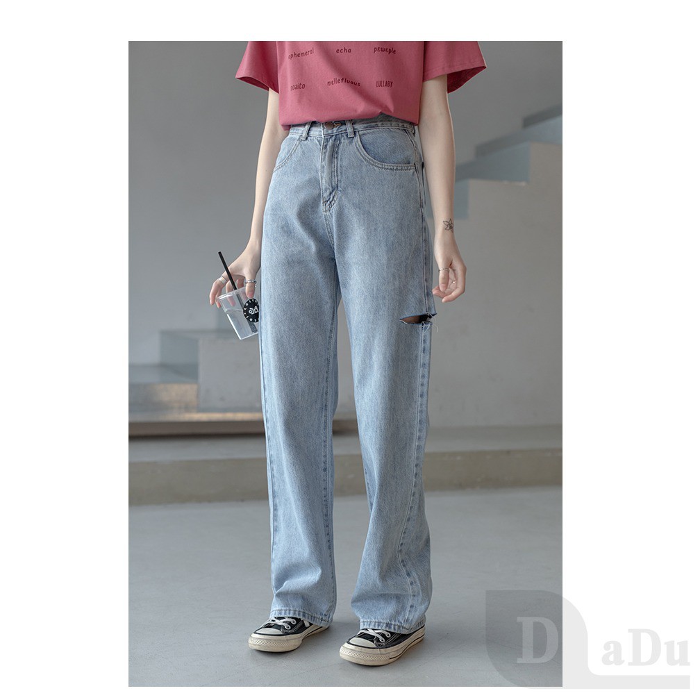 Ảnh Quần Jeans Dài Rách Gối Thời Trang Dành Cho Nữ 2