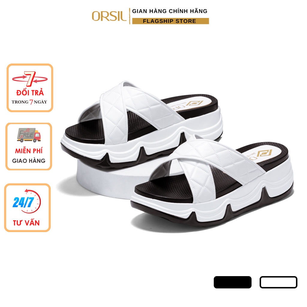 Dép sandal nữ đế cao ORSIL 5 phân 2 màu Đen - Trắng mã D-5P-QC