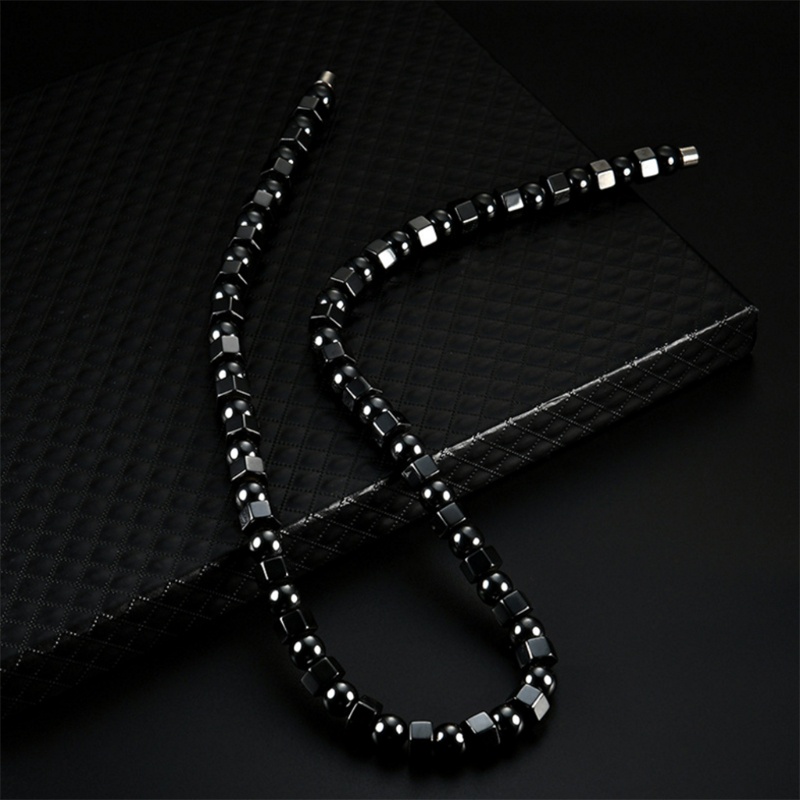 Vòng cổ chuỗi hạt từ tính hematite unisex dùng cho chữa lành
