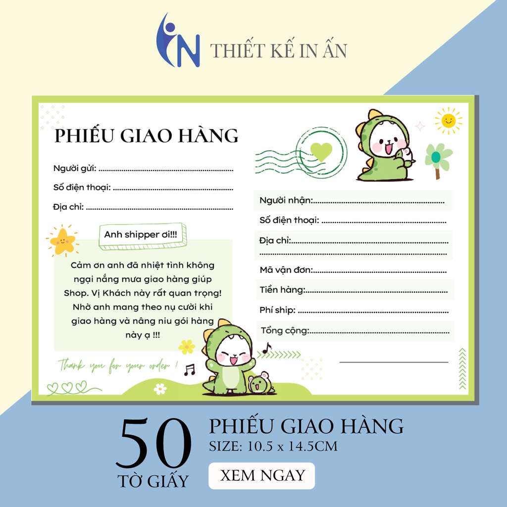Set 50 Tờ Phiếu Giao Hàng, Giấy Giao Hàng, Phiếu Ship Hàng Siêu Xinh Nhiều  Màu Sắc Nhiều Mẫu Hot Size 10.5 X 14.5 Cm | Shopee Việt Nam
