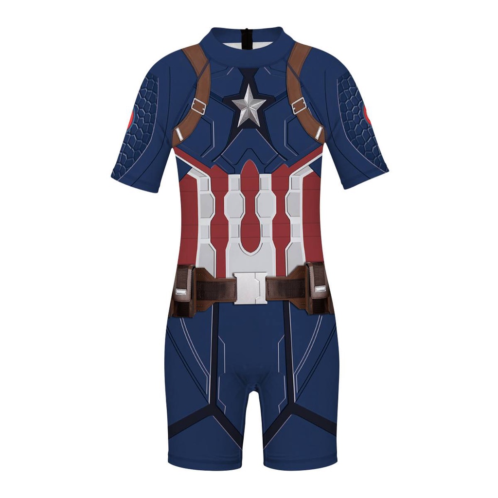 GN Spiderman Iron Man Captain America Đồ bơi tay ngắn Đồ bơi một mảnh Bộ đồ bơi trẻ em NG