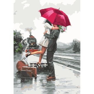 Tranh tô màu 40x50cm có khung kết hợp Ngày Hạnh Phúc