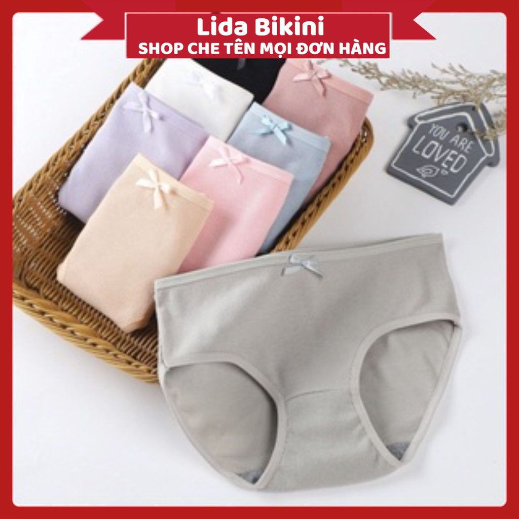 Quần Lót Nữ Cotton gân tăm kháng khuẩn thoáng mát tôn dáng đính nơ xinh Lida bikini