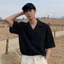 Áo sơ mi tay ngắn nam nữ form rộng, sơ mi cổ vest unisex Hàn Quốc, chất vải lụa dãn