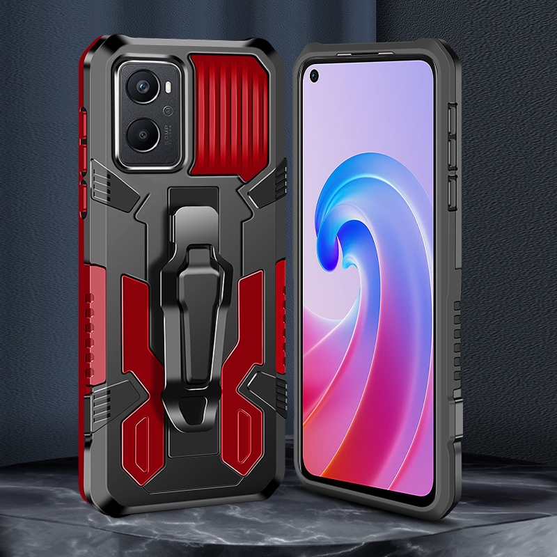 Dành Cho OPPO A96 A76 A78 A58 A38 A18 A15 A15s A16 A16s A16k A16e A17 A17k Ốp Lưng Hybrid Armor Chống Sốc Đứng Có Kẹp Thắt Lưng
