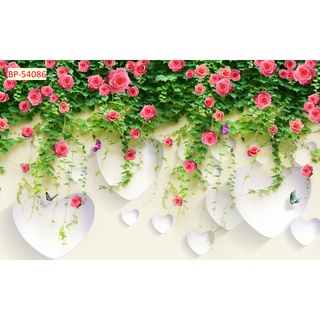 Tranh 3D dán tường Hoa Dây Leo nhiều kiểu dáng, giả tường gạch xi măng decor quán cà phê