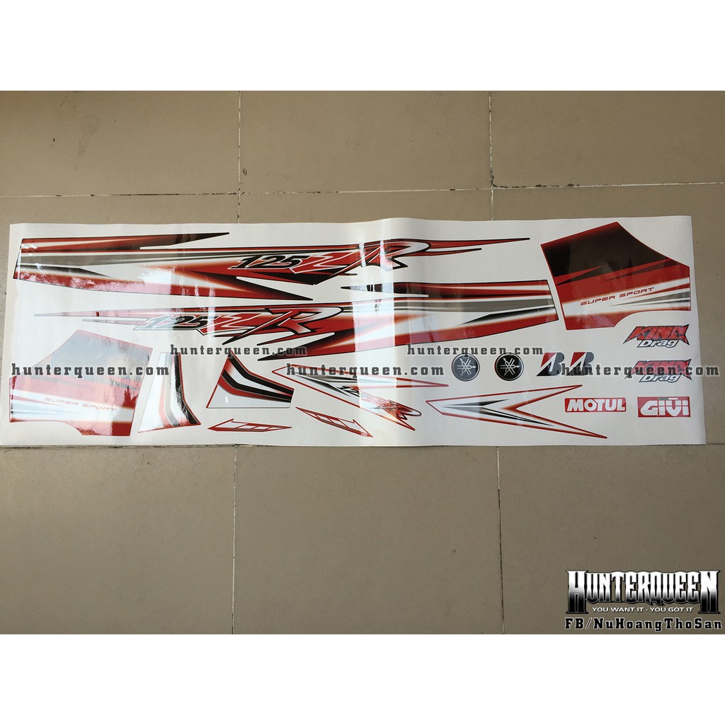 Tem rời dán xe YaZ. Tem chế YAMAHA Z 125 ZR đỏ đen