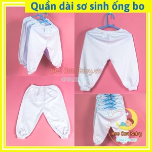 Quần dài cho bé sơ sinh màu trắng ống bo (3-13kg)/ Quần cotton mềm mát cho bé