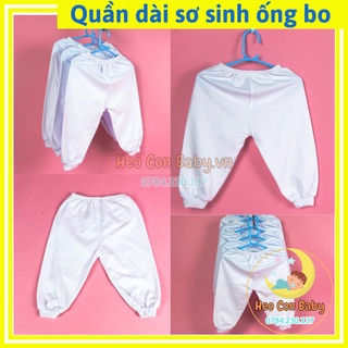 Quần dài cho bé sơ sinh màu trắng ống bo (3-13kg)/ Quần cotton mềm mát cho bé