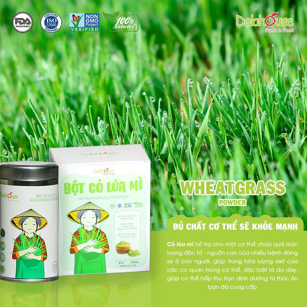 Ảnh Bột cỏ lúa mì hữu cơ Dalahouse 120gr nguyên chất sấy lạnh 2