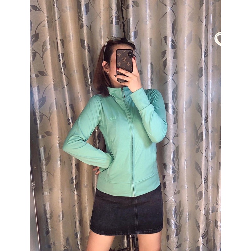 QUỲNH QUỲNH - Áo Khoác Chống Nắng UV cổ- 6 Túi Không Nón - túi có khoá kéo - size từ 40-80kg - vải cotton dẻo - UV cổ