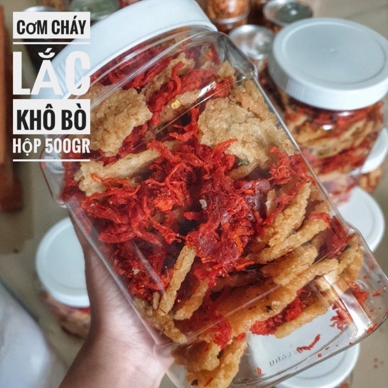 Cơm cháy lắc khô bò Hộp 500gr- [FREE SHIP] TỪ ĐƠN 50K, [Loại Đặc Biệt] Hàng ngon nhà làm