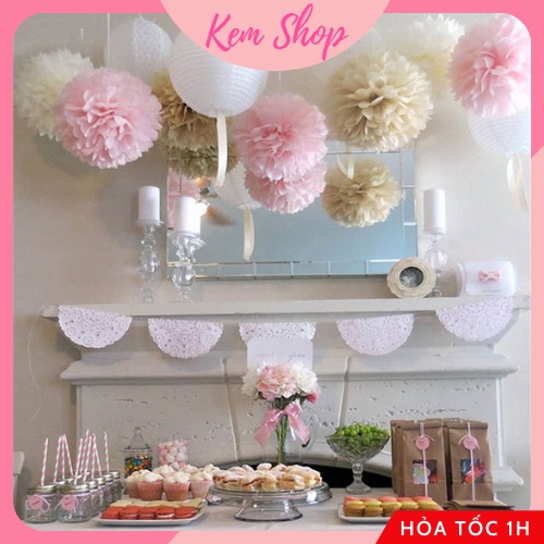 Hoa giấy trang trí đủ màu sắc, quả cầu hoa giấy trang trí sinh nhật, đám cưới, lễ hội lễ tết - K297