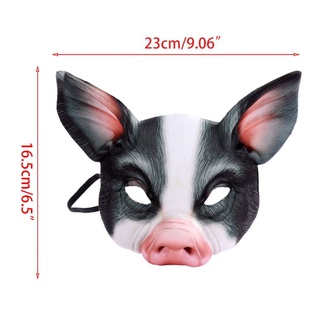 Mặt nạ Halloween unisex 3D hình hổ và lợn, nửa mặt, phù hợp hoá trang cho lễ hội và cosplay