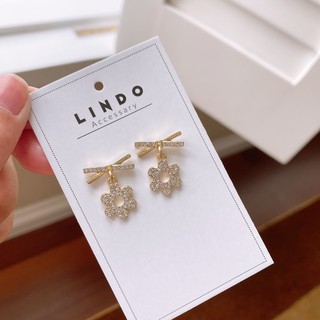 Khuyên tai/Bông tai nữ hoa nhí đính đá LINDO