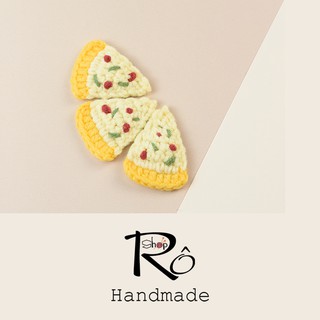 Kẹp tóc hình bánh pizza hải sản độc đáo cho nữ và bé gái 4.5cm |Cặp tóc len cute|Shop Rô Handmade