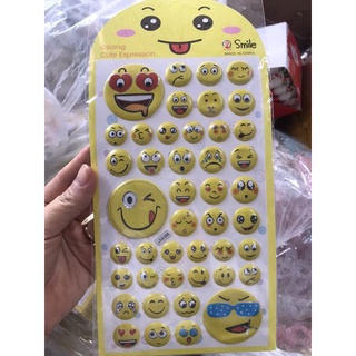 set 2 tấm  Sticker nổi mặt cười