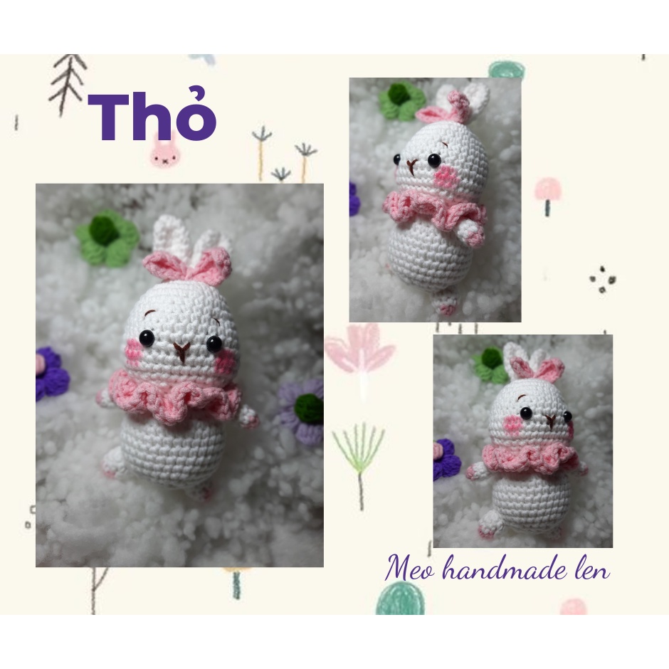 Bộ 8 thú bông len ngộ nghĩnh - Handmade len - Amigurumi (có chuông)