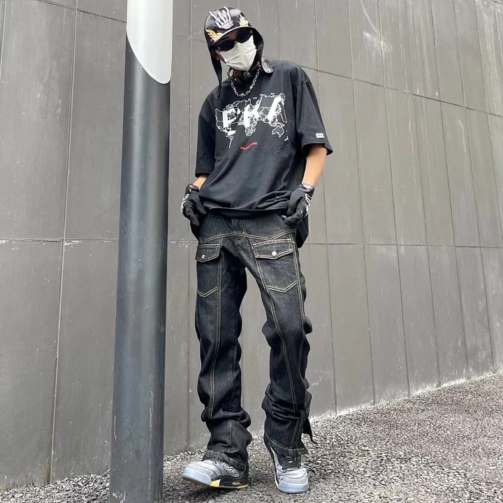 Unisex White Black Jeans Hiphop Oversize From – 7