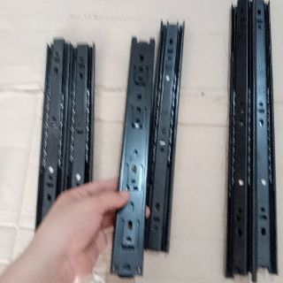 Bộ thanh ray trượt 3 tầng ngăn kéo tủ bàn máy tính, trang điểm thép không rỉ