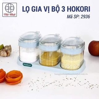 Hộp gia vị nhà bếp nhựa trong suốt,sét 3 lọ đựng gia vị kèm thìa