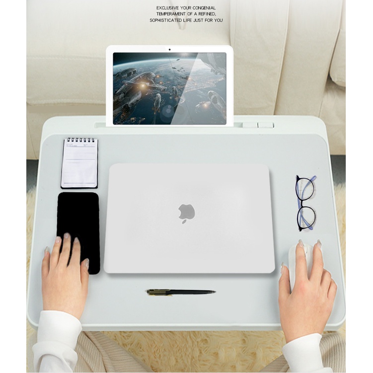 Bàn gấp laptop gấp gọn, bàn học sinh viên, có ngăn kéo , khe để ipad điện thoại, giá đỡ sách, cổng sạc USB A-001