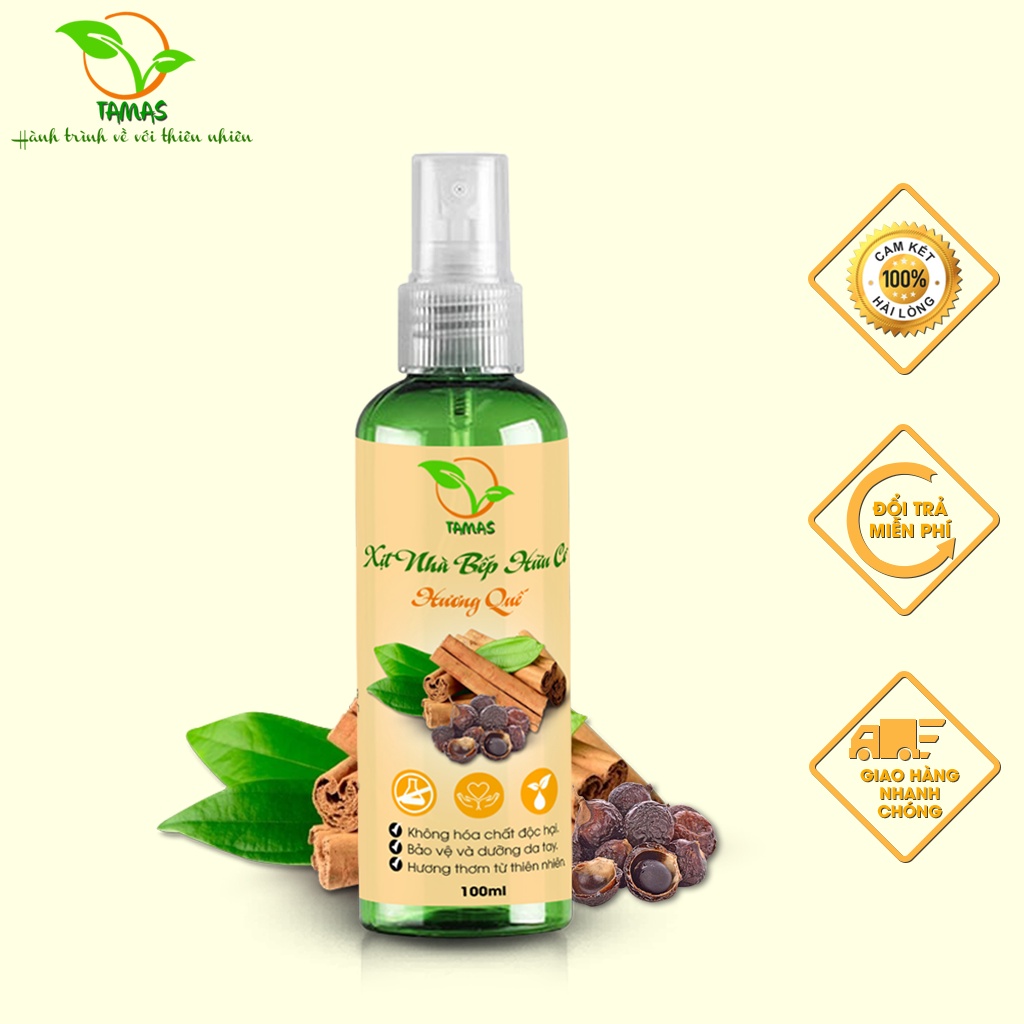 Ảnh Xịt nhà bếp đa năng TAMAS chai 100ml, Nước lau bếp hữu cơ- Làm sạch, khử mùi, khử khuẩn bếp và vật dụng nhà bếp 2