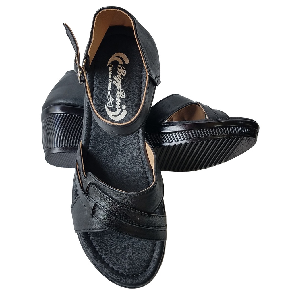 Giày Sandal Đế Xuồng Da Bò Thời Trang BIGGBEN Cao 5cm HKD572