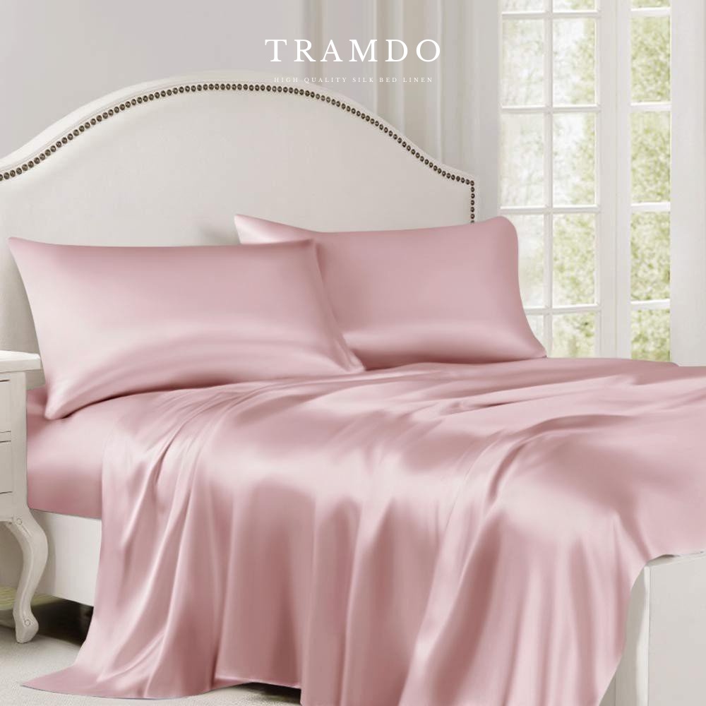 Bộ Chăn Ga Gối Lụa Cao Cấp NITE9SILK TRAMDO BEDDING Màu Pearl Pink