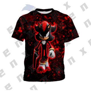 * ENX * Shadow the Hedgehog Sonic Áo thun trẻ em màu đen mùa hè bé trai hoạt hình hàng đầu Áo sơ mi trẻ em 3-13 tuổi