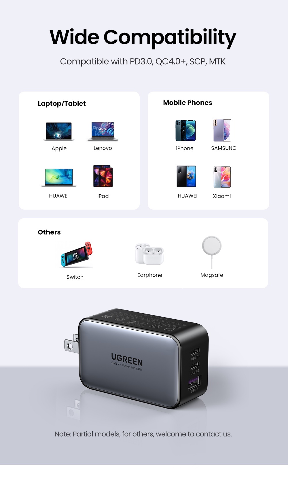 Cốc sạc nhanh UGREEN GaN 65W QC4.0 QC PD3.0 PD USB-C Type C USB thích hợp cho iPhone 13 Pro Max Macbook Samsung S23 S24Urtra – ảnh mô tả chi tiết 9