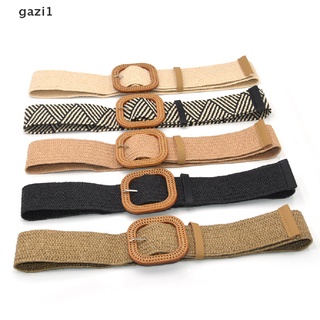 Thắt lưng đan rơm co giãn khóa vuông phong cách Boho cổ điển thời trang mùa hè dành cho nữ Gzi1