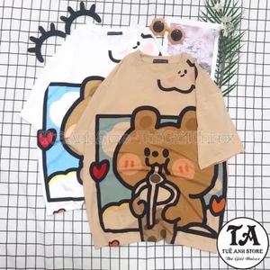 Áo Thun Hoạt hình 3D Tay Lỡ in chuyển nhiệt Unisex From Rộng - Áo phông nữ mẫu mã cute dễ thương Freesize 38-65kg
